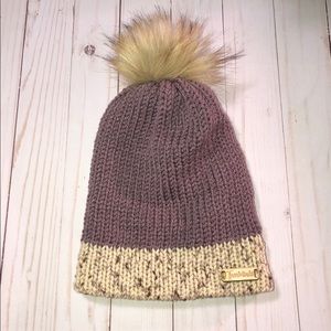 Purple Knit Removable Pom Pom Beanie